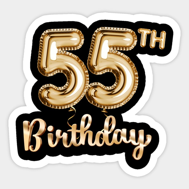 55th Birthday Gifts - Party Balloons Gold Sticker by BetterManufaktur